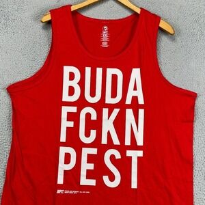 Budapest‎ Tank Top Shirt Adult 2XL Red Graphic Print 100% Cotton Sleeveless Mens